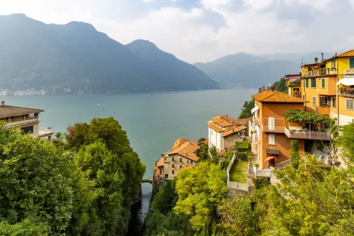 Framed Print : View of Lake Como from Nesso, Province of Como, Lake Como, Lombardy, Italy, Europe