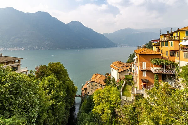 View of Lake Como from Nesso, Province of Como, Lake Como, Lombardy, Italy, Europe