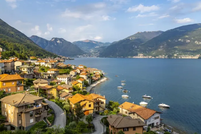 Framed Print : View of Lake Como village of Lezzeno, Province of Como, Lake Como, Lombardy, Italy Framed Print : View of Lake Como village of Lezzeno, Province of Como, Lake Como, Lombardy, Italy