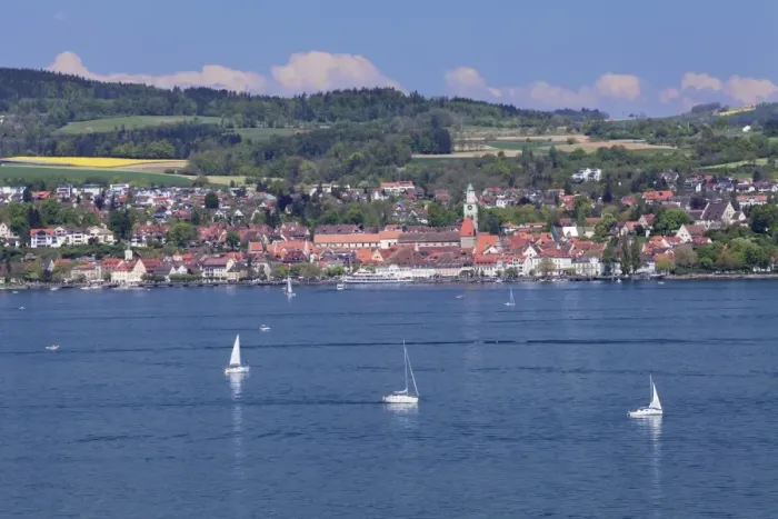 Framed Print : View over Lake Constance to Ueberlingen, Lake Constance, Baden-Wurttemberg, Germany Framed Print : View over Lake Constance to Ueberlingen, Lake Constance, Baden-Wurttemberg, Germany