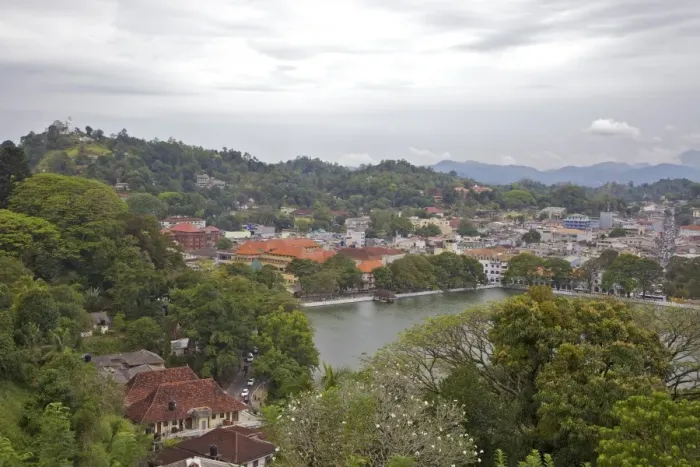 Framed Print : View of lake and town of Kandy, Sri Lanka, Asia