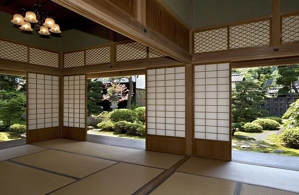 View of landscape garden at the Kyu Uchiyamake Samurai house in Echizen-Ono