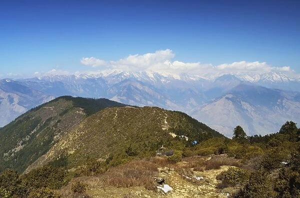View of Langtang mountain range, Langtang National Park, Bagmati, Central Region (Madhyamanchal), Nepal, Himalayas, Asia