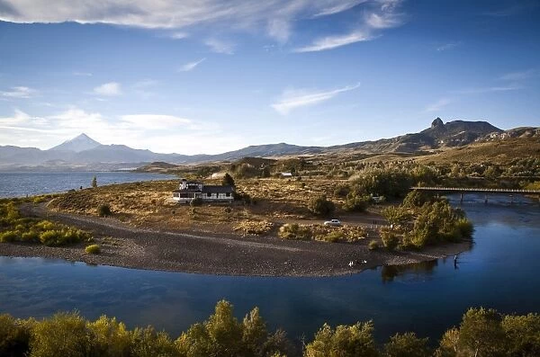 View over Lanin volcano and Lago Huechulafquen, Lanin National Park, Patagonia, Argentina, South America