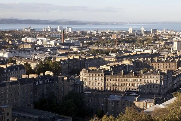 View towards Leith and the Firth of Forth from Calton Hill, Edinburgh, Lothian