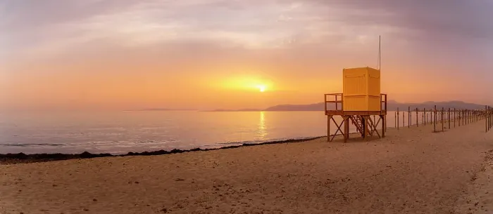 Framed Print : View of lifeguard watchtower at Playa de Palma at sunset, S'Arenal, Palma, Majorca, Balearic Islands, Spain, Mediterranean, Europe Framed Print : View of lifeguard watchtower at Playa de Palma at sunset, S'Arenal, Palma, Majorca, Balearic Islands, Spain, Mediterranean, Europe