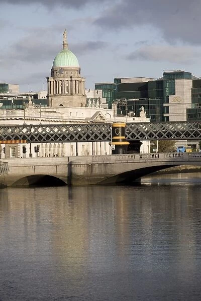 View of the Liffey River with Custom House Quay in the background, Dublin