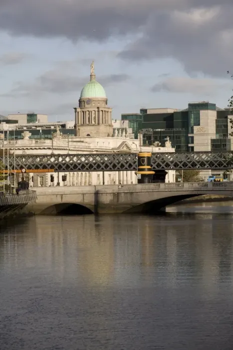 Framed Print : View of the Liffey River with the Custom House Quay in the background, Dublin Framed Print : View of the Liffey River with the Custom House Quay in the background, Dublin