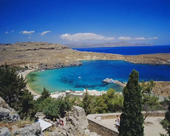 Framed Print : View of Lindos Bay from the Acropolis Framed Print : View of Lindos Bay from the Acropolis