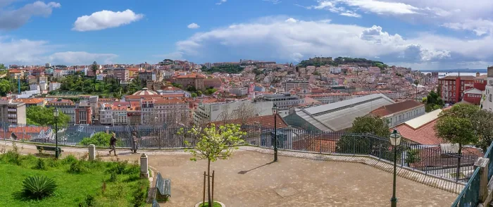 Framed Print : View of Lisbon from Miradouro de Sao Pedro de Alcantara on a sunny day, Lisbon, Portugal, Europe Framed Print : View of Lisbon from Miradouro de Sao Pedro de Alcantara on a sunny day, Lisbon, Portugal, Europe