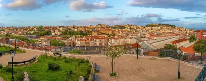 Framed Print : View of Lisbon from Miradouro de Sao Pedro de Alcantara at sunset, Lisbon, Portugal, Europe Framed Print : View of Lisbon from Miradouro de Sao Pedro de Alcantara at sunset, Lisbon, Portugal, Europe