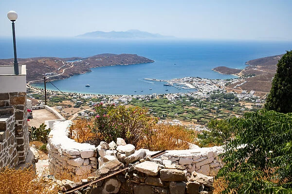 View over Livadi Bay from Pano Chora, Serifos, Cyclades, Aegean Sea, Greek Islands
