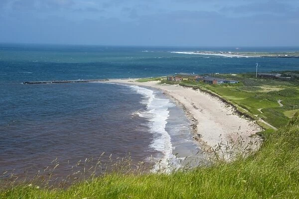 View over the long sandy beach of Heligoland, small German archipelago in the North Sea, Germany, Europe