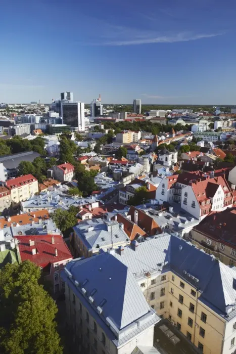 Framed Print : View of Lower Town with Business District in background, Tallinn, Estonia