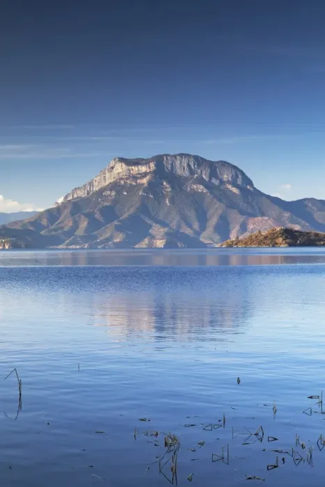 Framed Print : View of Lugu Lake, Yunnan, China, Asia Framed Print : View of Lugu Lake, Yunnan, China, Asia