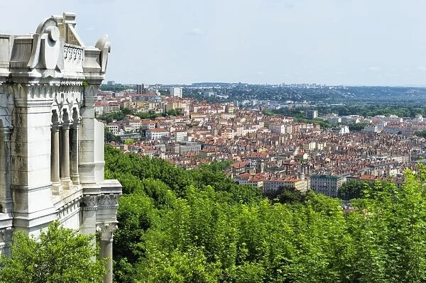 View over Lyon from the Fourviere Hill, Lyon, Rhone, France, Europe