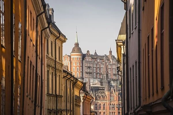 View of Mariaberget from historic Gamla Stan in Stockholm, Sweden, Scandinavia, Europe