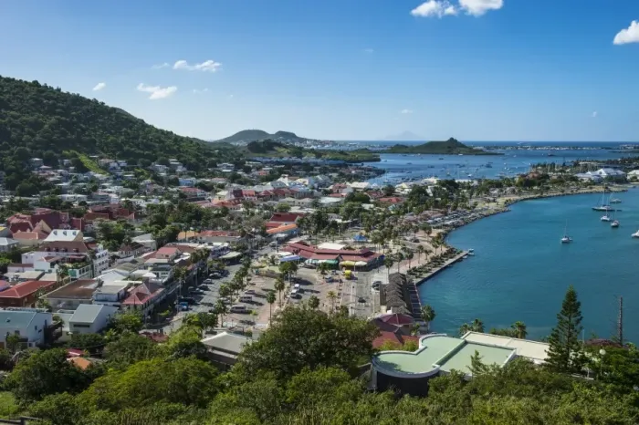 Framed Print : View over Marigot from Fort St. Louis, St. Martin, French territory, West Indies Framed Print : View over Marigot from Fort St. Louis, St. Martin, French territory, West Indies
