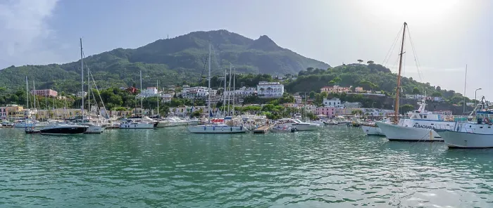 Framed Print : View of marina boats and town in Casamicciola Terme, Island of Ischia, Campania, Italy, Europe Framed Print : View of marina boats and town in Casamicciola Terme, Island of Ischia, Campania, Italy, Europe