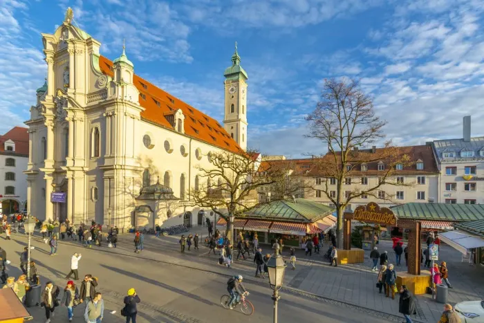 Framed Print : View of market and Heiliggeistkirche Church clock tower, Munich, Bavaria, Germany, Europe Framed Print : View of market and Heiliggeistkirche Church clock tower, Munich, Bavaria, Germany, Europe