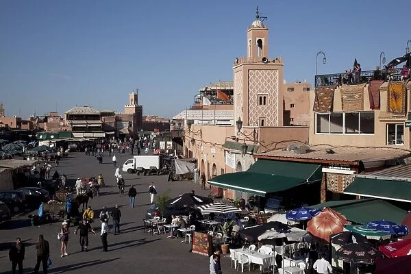 View over market, Place Jemaa El Fna, Marrakesh, Morocco, North Africa, Africa