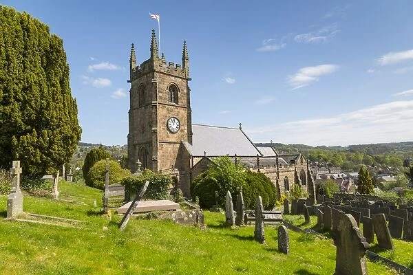 View of Matlock Parish Church in springtime, Matlock Town, Derbyshire Dales, Derbyshire