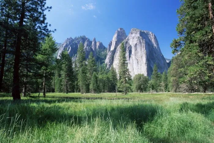 Framed Print : View across meadows to Cathedral Rocks Framed Print : View across meadows to Cathedral Rocks