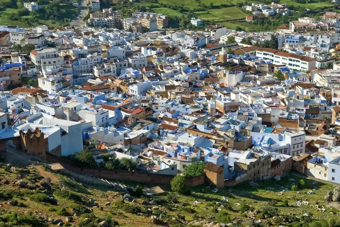 Framed Print : View from above of the medina of Chefchaouen, Rif region, Morocco Framed Print : View from above of the medina of Chefchaouen, Rif region, Morocco