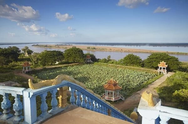 View of Mekong River from Wat Han Chey, Kampong Cham, Cambodia, Indochina, Southeast Asia, Asia