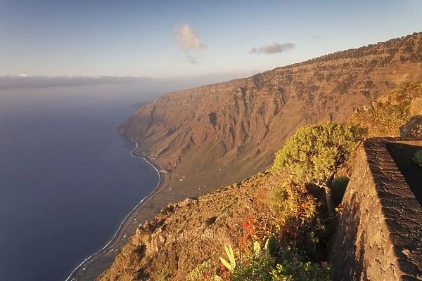 View from Mirador Isora to Las Playas Bay at sunsrise, UNESCO biosphere reserve, El Hierro