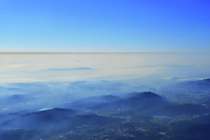 Framed Print : View of mist covered landscape from Wulao Feng (Five-Old-Man Peak) at Lushan (Mount Lu), UNESCO, Jiujiang City, Jiangxi, China