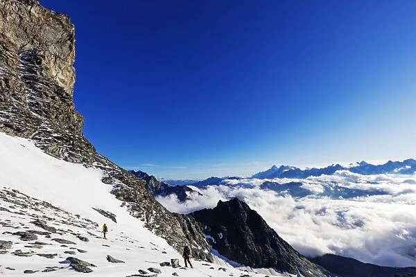 View to Mont Blanc in France from Grand Combin, Valais, Swiss Alps, Switzerland, Europe