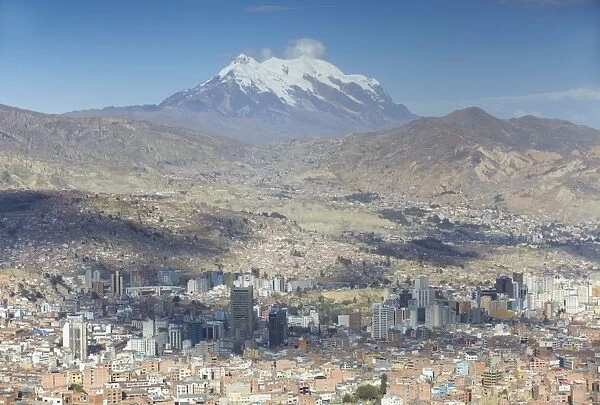 View of Mount Illamani and La Paz, Bolivia, South America