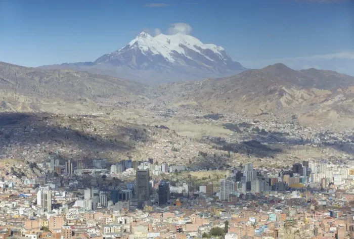 Framed Print : View of Mount Illamani and La Paz, Bolivia, South America Framed Print : View of Mount Illamani and La Paz, Bolivia, South America