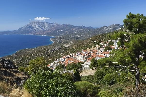 View to Mount Kerketeas and south west coast, Spatharaioi, Samos, Aegean Islands, Greece