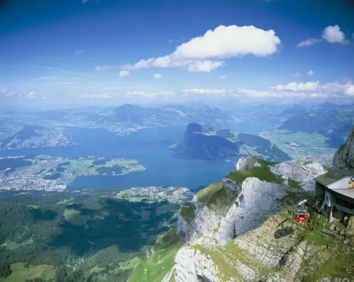 Framed Print : View from Mount Pilatus over Lake Lucerne