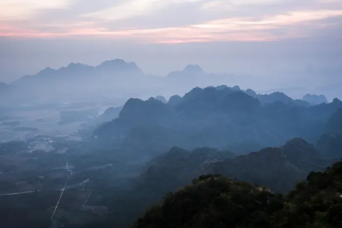 Framed Print : View from Mount Zwegabin at sunrise, Hpa An, Kayin State (Karen State), Myanmar (Burma) Framed Print : View from Mount Zwegabin at sunrise, Hpa An, Kayin State (Karen State), Myanmar (Burma)