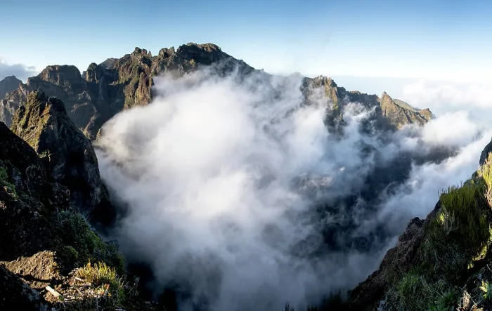 Framed Print : View of the mountains and rocks near Arieiro peak, Madeira, Portugal Framed Print : View of the mountains and rocks near Arieiro peak, Madeira, Portugal