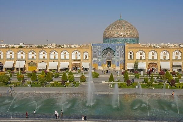 View across Naqsh-e (Imam) Square, UNESCO World Heritage Site, from Ali Qapu Palace