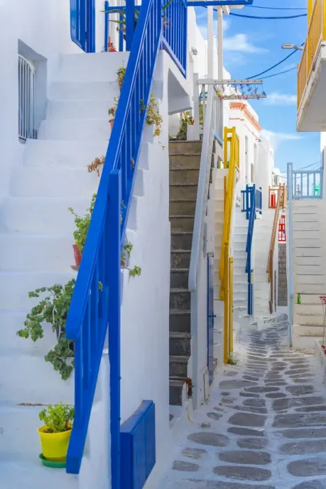 Framed Print : View of narrow cobbled street, Mykonos Town, Mykonos, Cyclades Islands, Greek Islands Framed Print : View of narrow cobbled street, Mykonos Town, Mykonos, Cyclades Islands, Greek Islands