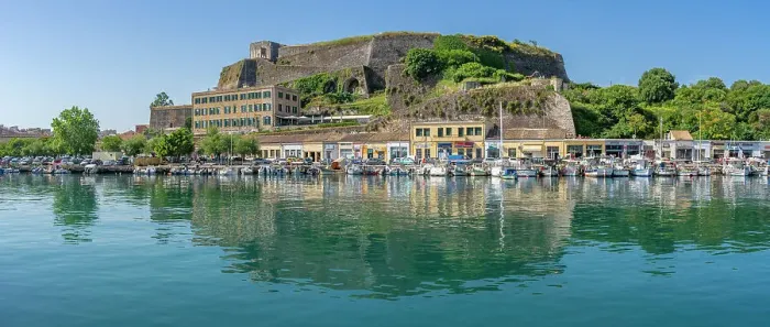 Framed Print : View of the New Fortress overlooking the Old Port Marina, Corfu, Ionian Sea, Greek Islands, Greece, Europe Framed Print : View of the New Fortress overlooking the Old Port Marina, Corfu, Ionian Sea, Greek Islands, Greece, Europe
