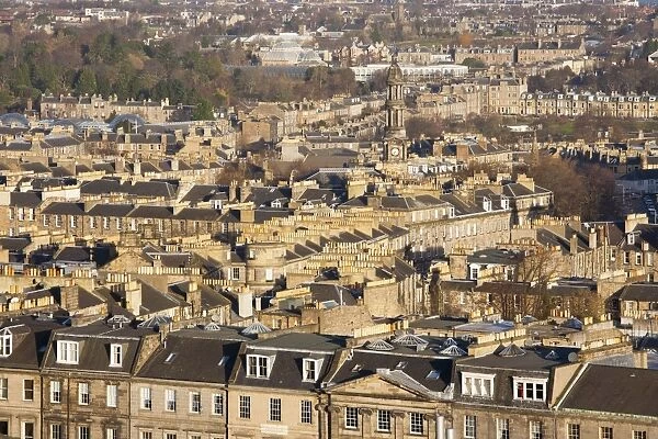 View over New Town rooftops from Calton Hill, Edinburgh, City of Edinburgh, Scotland