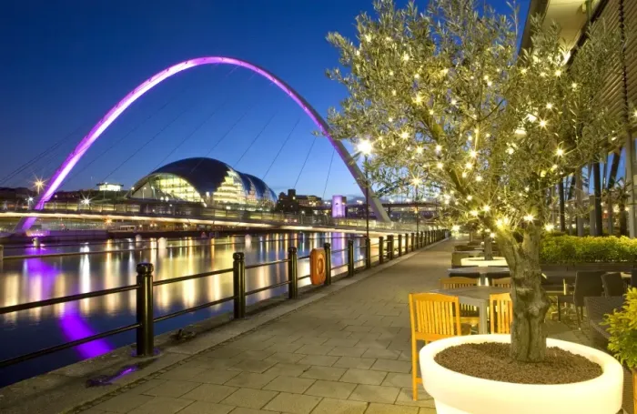 Framed Print : View along Newcastle Quayside at night showing the River Tyne, the floodlit Gateshead Millennium Bridge and the Sage Gateshead, Newcastle-upon-Tyne, Tyne and Wear, England, United Framed Print : View along Newcastle Quayside at night showing the River Tyne, the floodlit Gateshead Millennium Bridge and the Sage Gateshead, Newcastle-upon-Tyne, Tyne and Wear, England, United