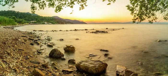 Framed Print : View of Nisteri Beach at sunset, Thassos Town, Thassos, Aegean Sea, Greek Islands, Greece, Europe Framed Print : View of Nisteri Beach at sunset, Thassos Town, Thassos, Aegean Sea, Greek Islands, Greece, Europe