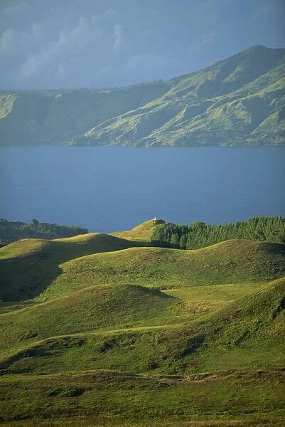 View north from Samosir Island near Ambarita towards north shore of Lake Toba