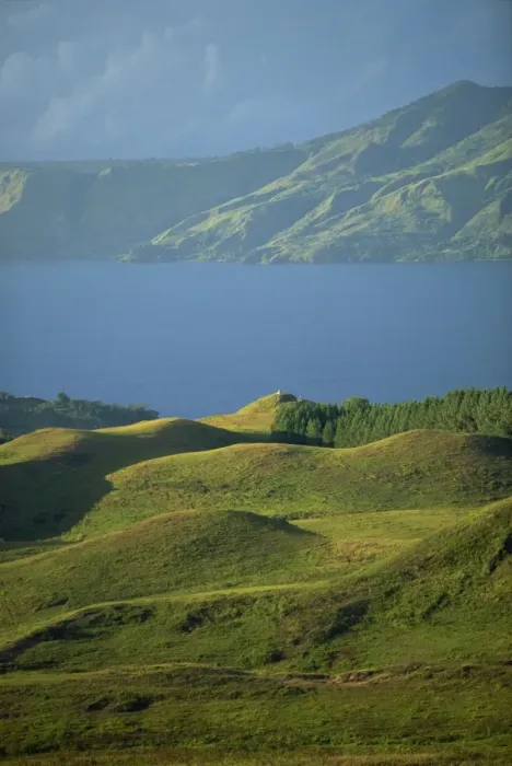 Framed Print : View north from Samosir Island near Ambarita towards north shore of Lake Toba Framed Print : View north from Samosir Island near Ambarita towards north shore of Lake Toba