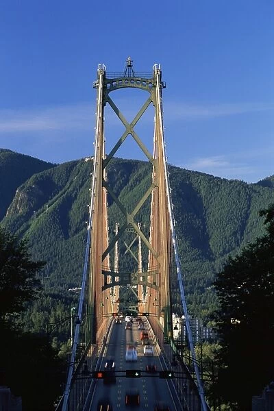 View northwards over the Lions Gate Bridge from Stanley Park, Vancouver