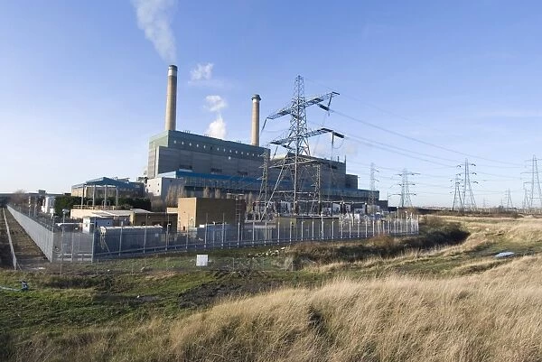 View of npowers coal fired-power station at Tilbury, Essex, England