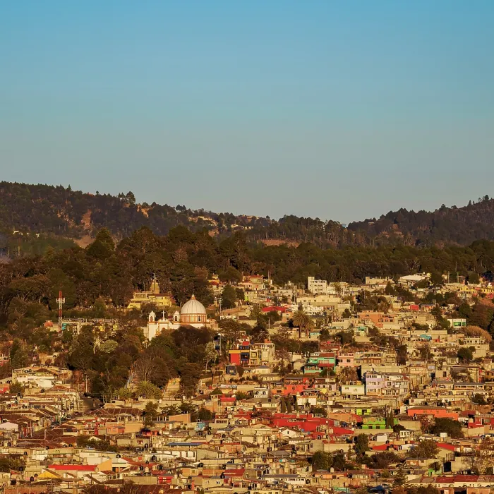 Framed Print : View towards the Nuestra Senora de Guadalupe Church at sunset, San Cristobal de las Casas, Chiapas State, Mexico