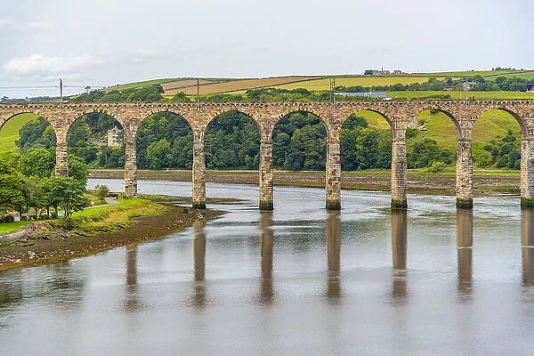 View of Old Border Bridge over the River Tweed, Berwick-upon-Tweed, Northumberland